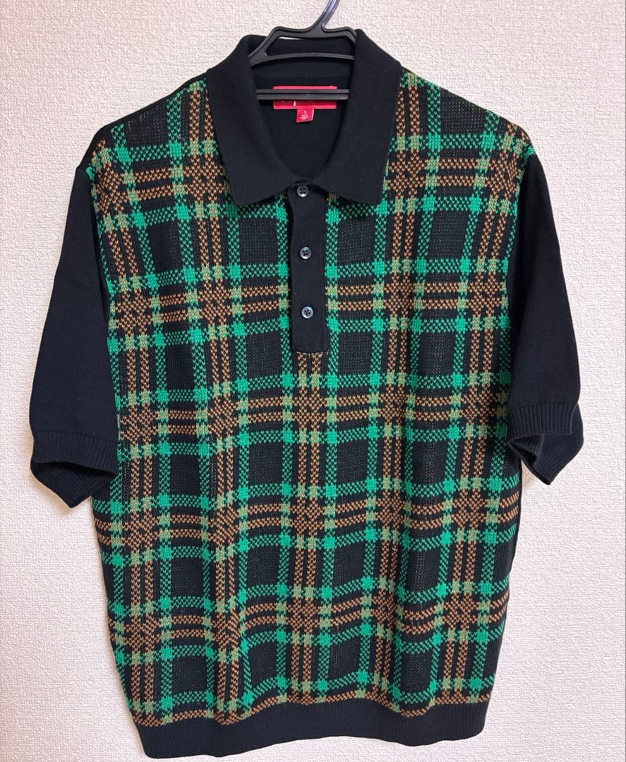 トップス Supreme Plaid Knit S/S Polo \"Black\"