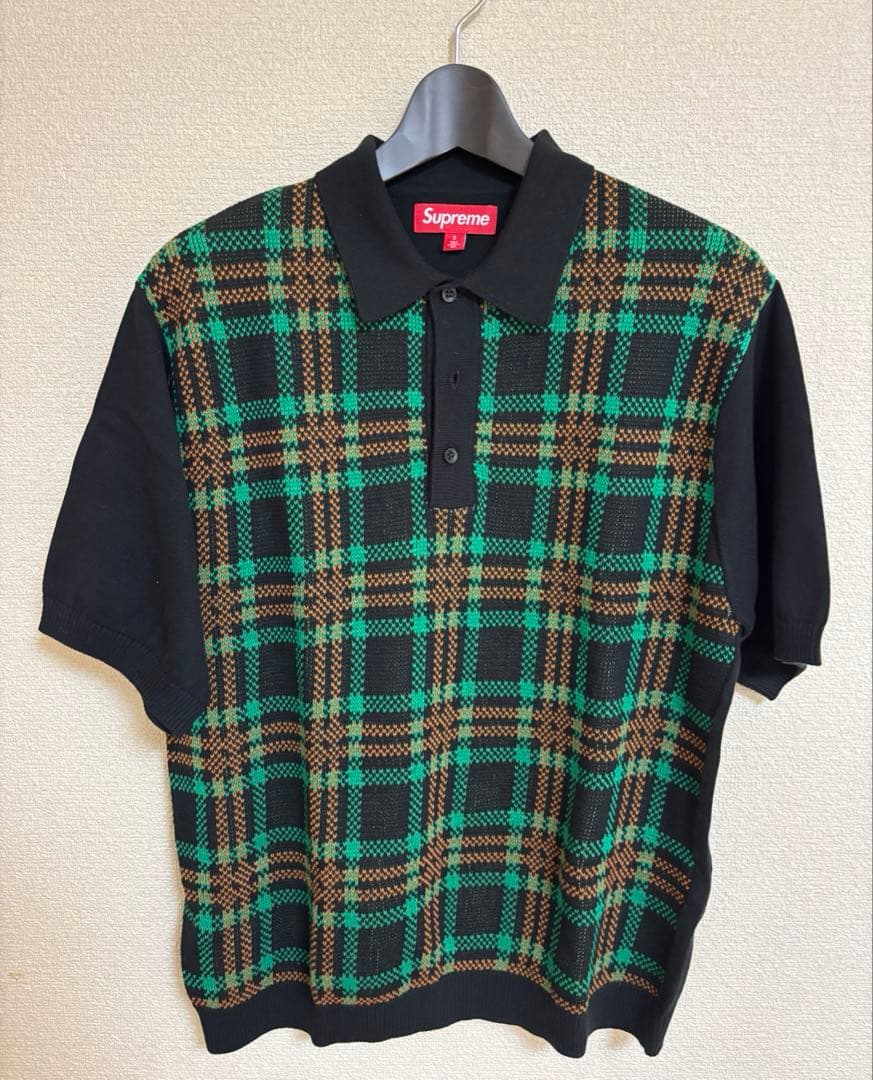 トップス Supreme Plaid Knit S/S Polo \"Black\"