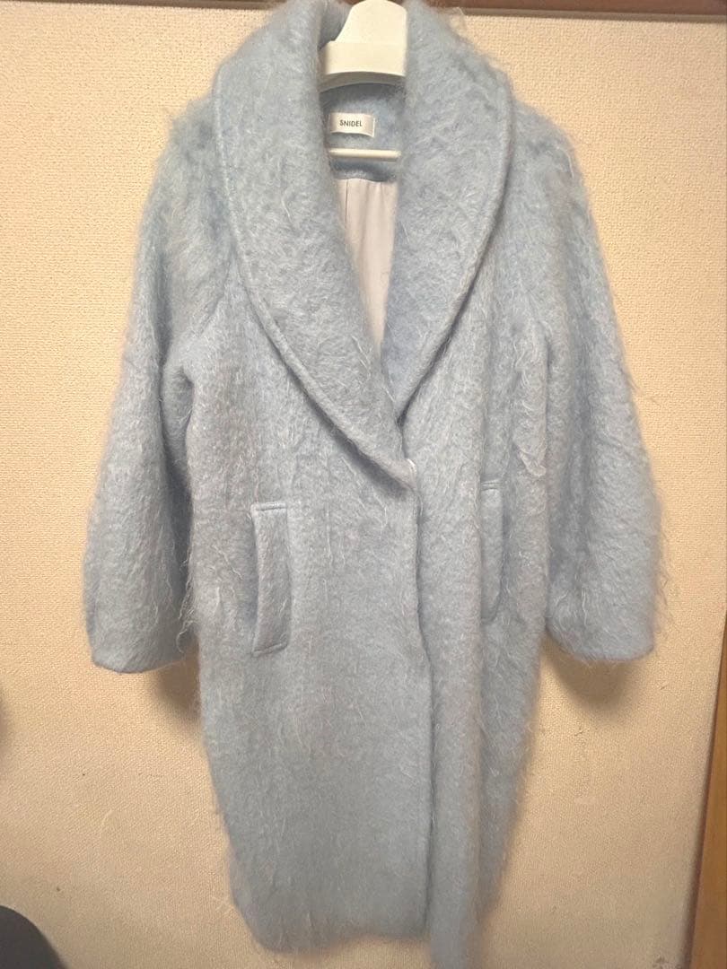 SNIDEL シャギーロングコート　ブルー