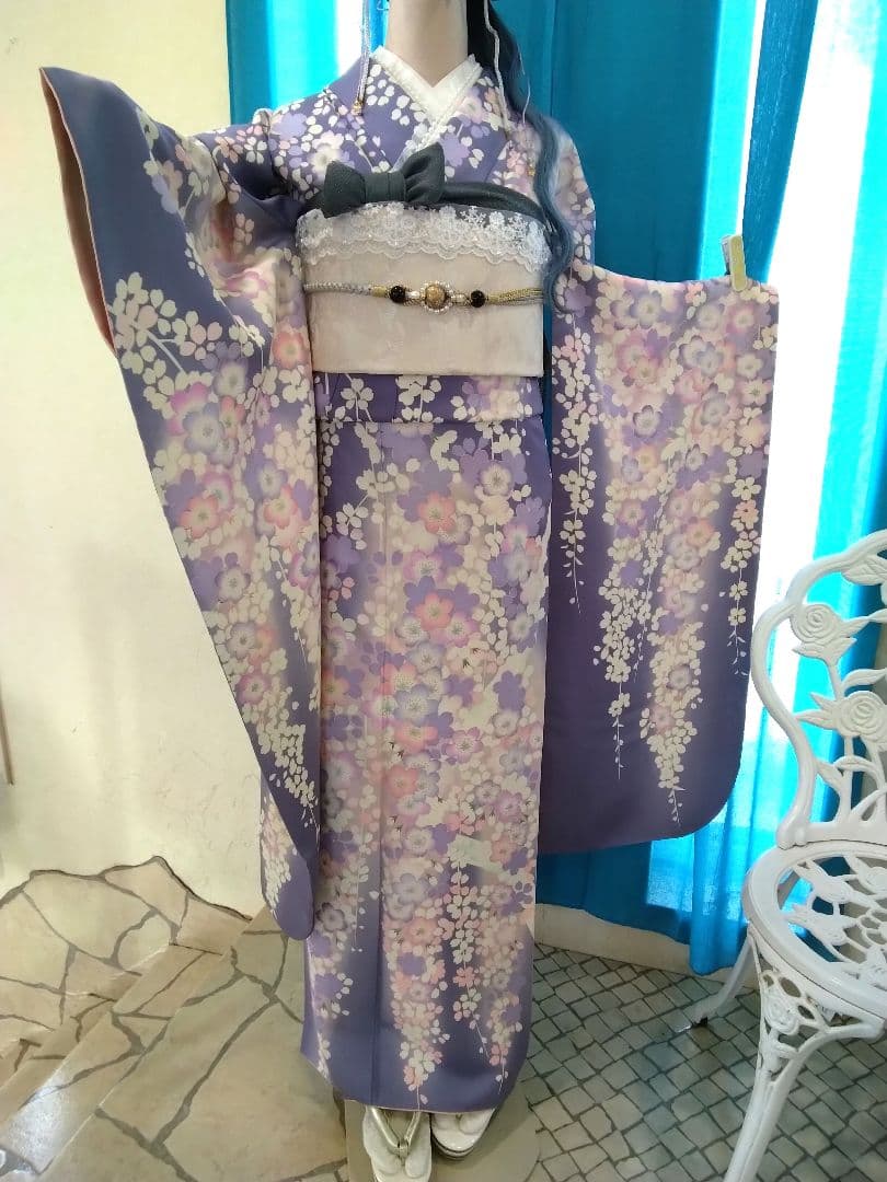 振袖フルセット、正絹京友禅、成人式、重ね衿、帯揚げ帯締め、京袋帯、長襦袢