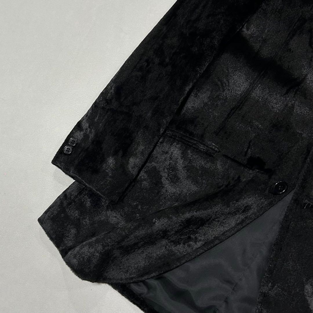 90s ベロア セットアップ テーラードジャケット スラックス レーヨン 光沢
