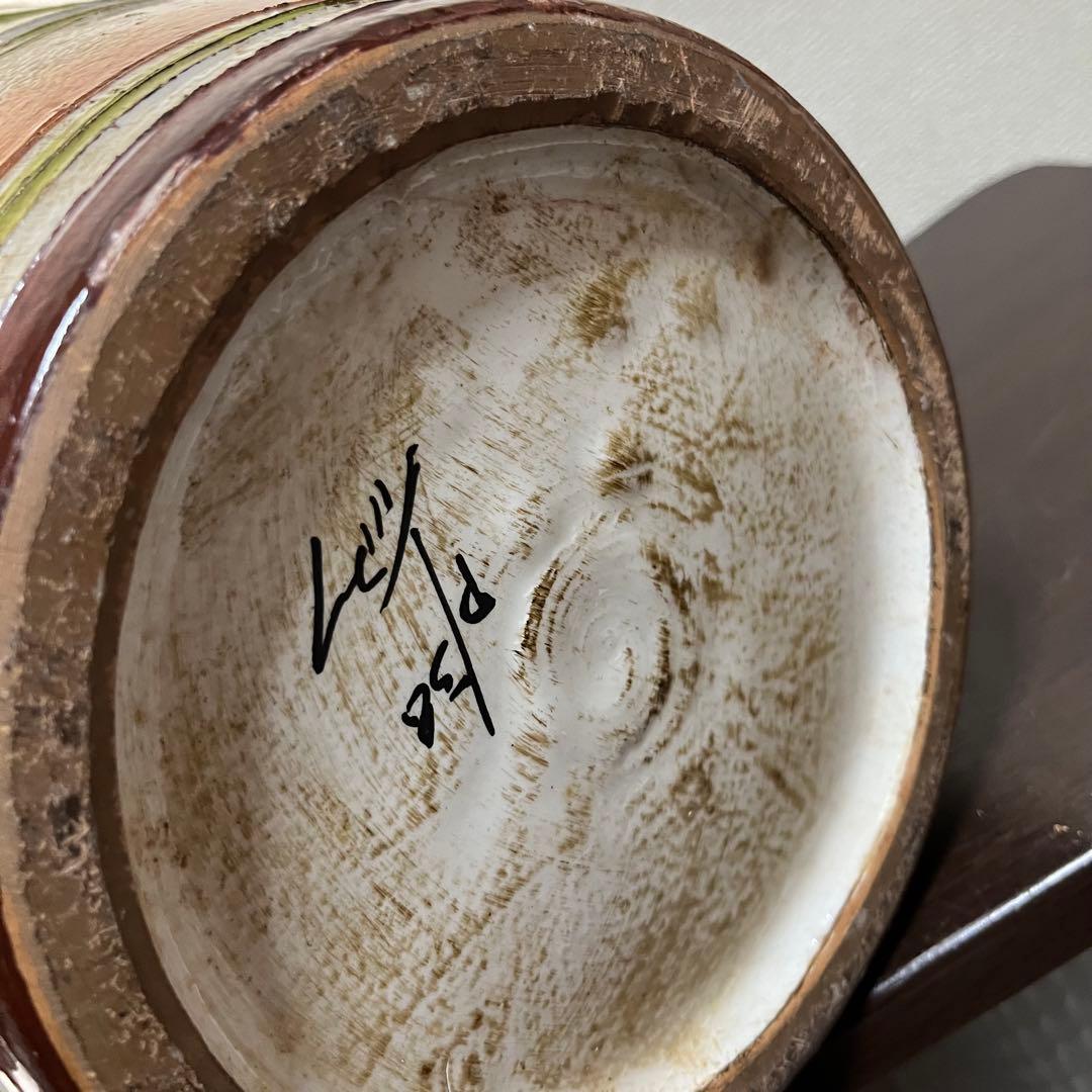 イタリア 傘立て 手彫り　テラコッタ　手描き アンティーク