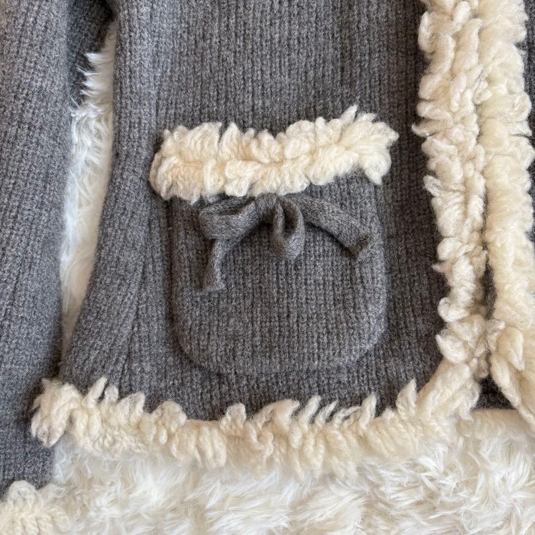 美品 エポカ ノーカラージャケット 40　EPOCA カーディガン グレー