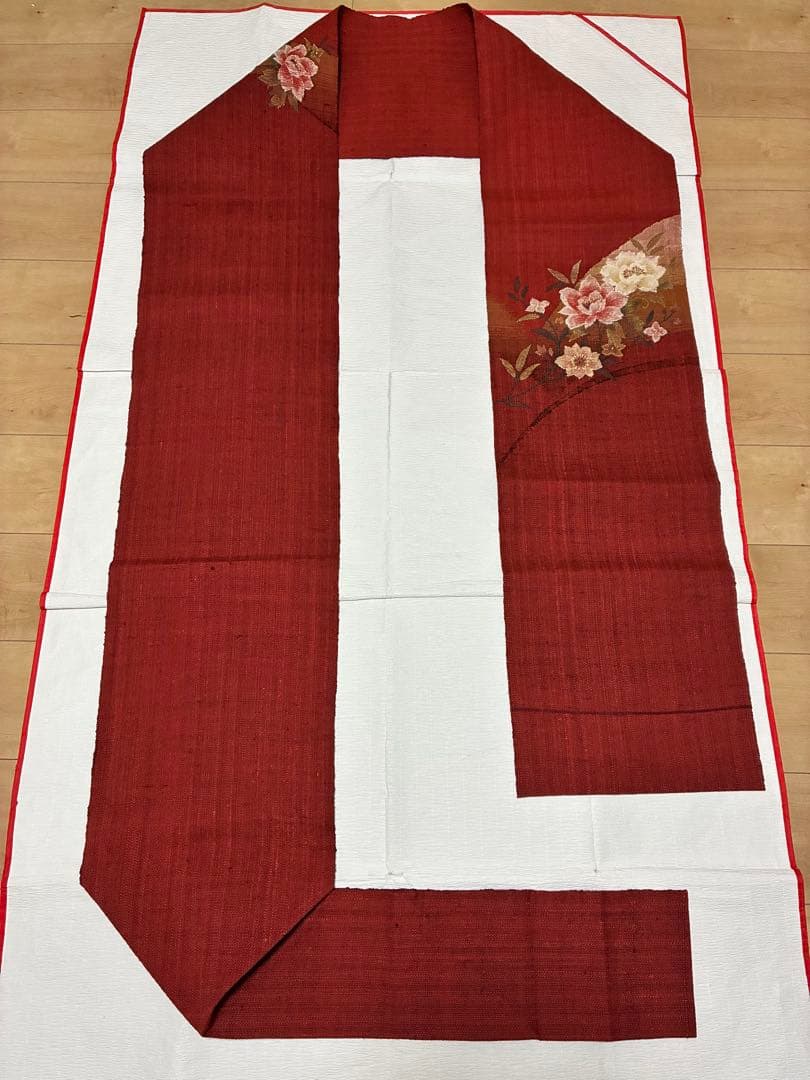 名古屋帯　渡文　花模様　真綿紬　八寸　正絹