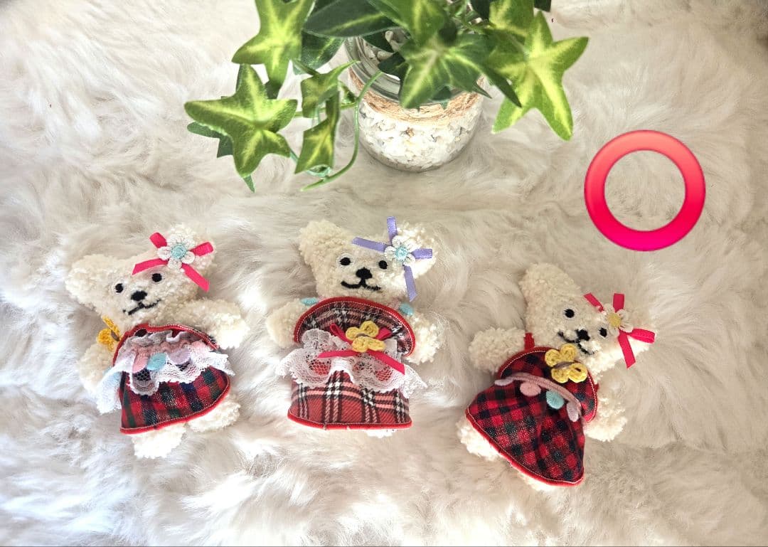 ハンドメイド　犬服 暖か❗キュートなピンクチェックフリルワンピース