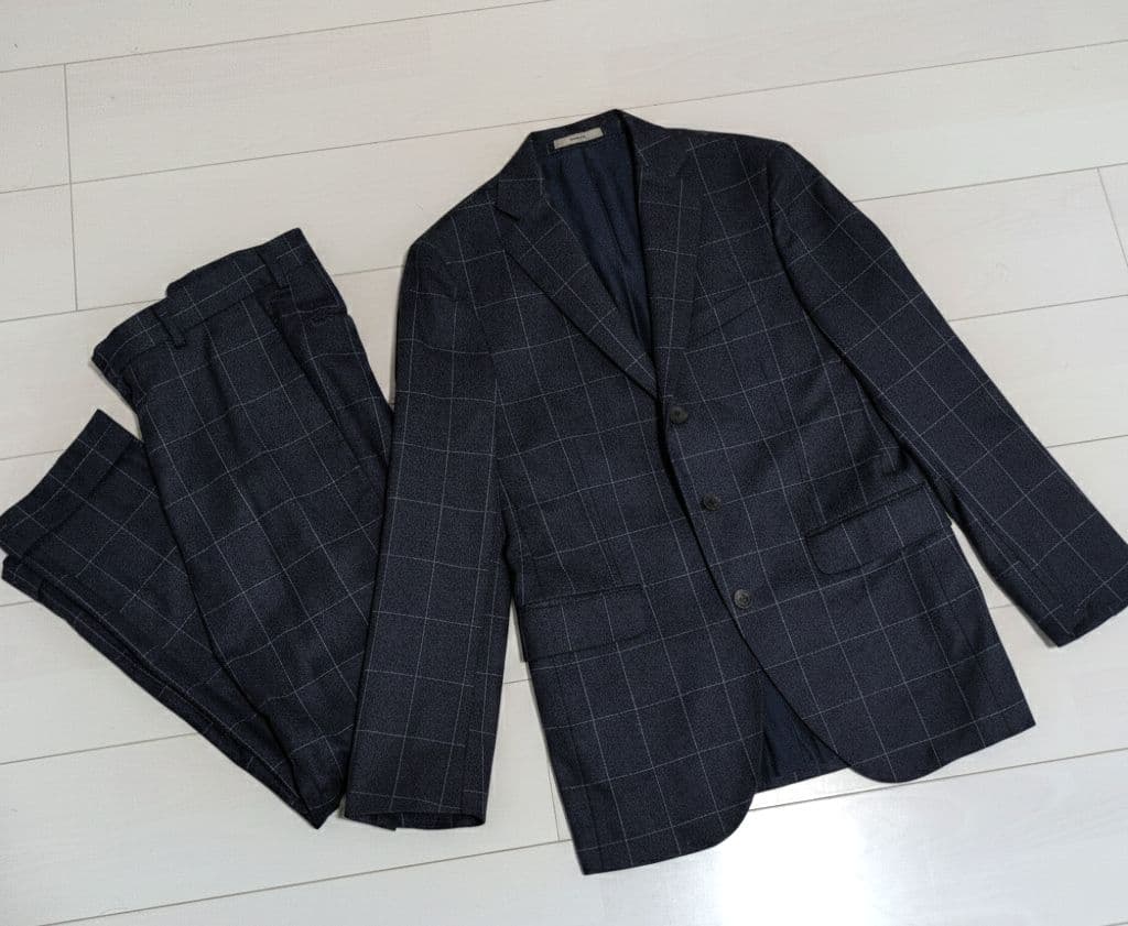 最終価格！ボリオリ HAMPTON スーツセットアップ 44 ネイビー チェック