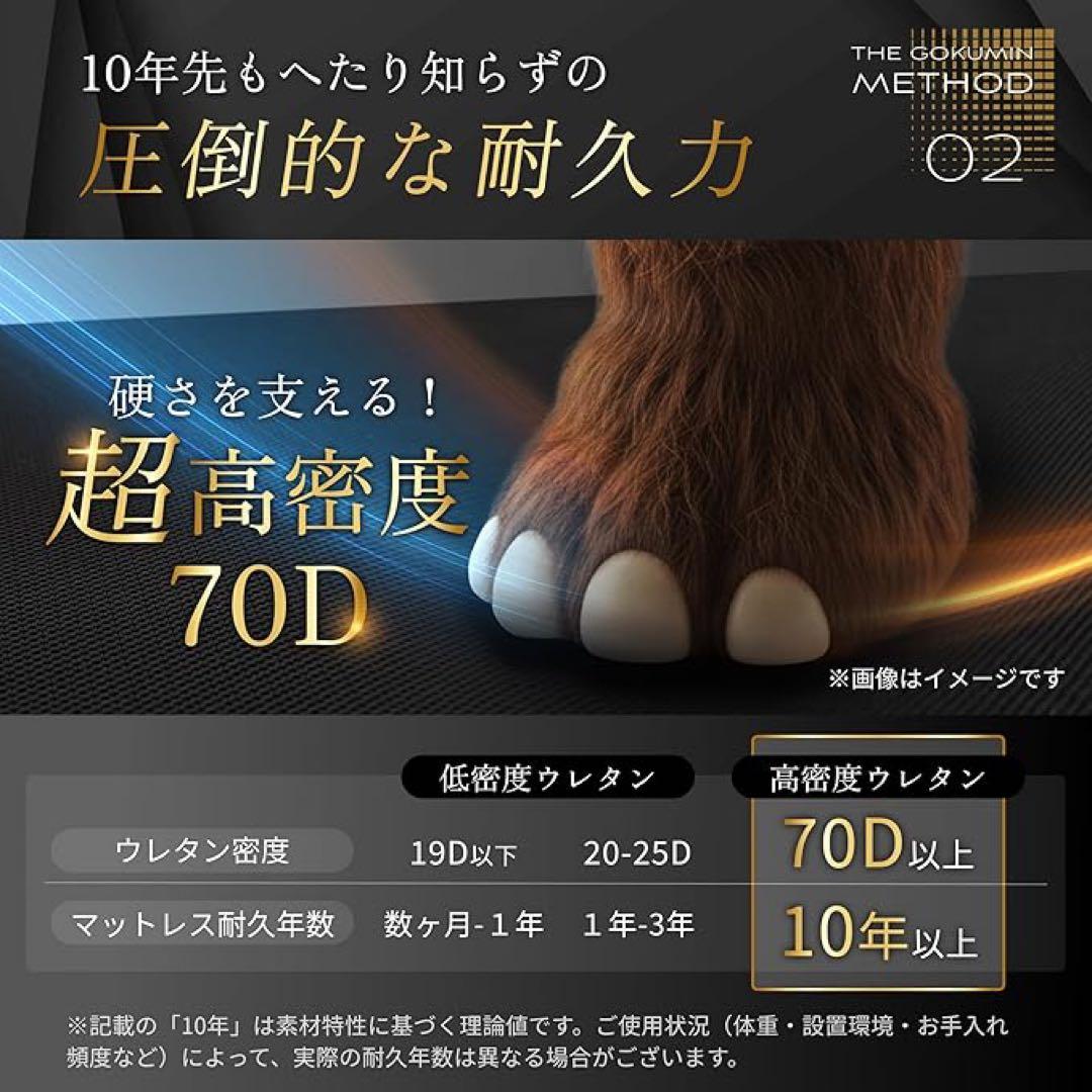 GOKUMIN マットレス 三つ折り シングル 硬め　10cm 70D 300N