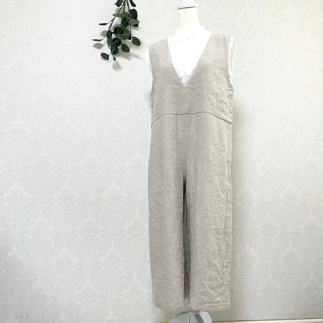 新品タグ付き 中川政七商店 厚手麻のサロペット ベージュ