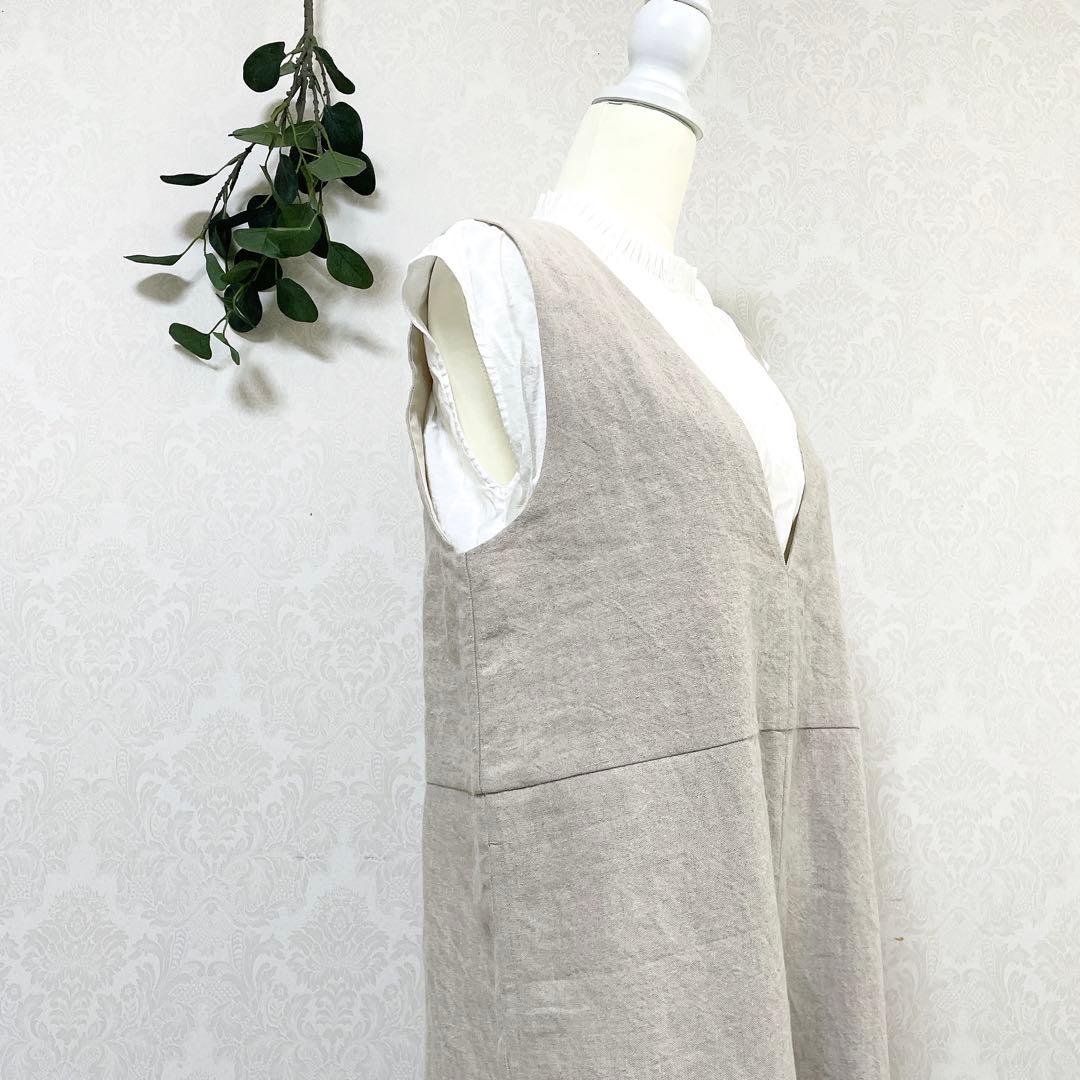 新品タグ付き 中川政七商店 厚手麻のサロペット ベージュ