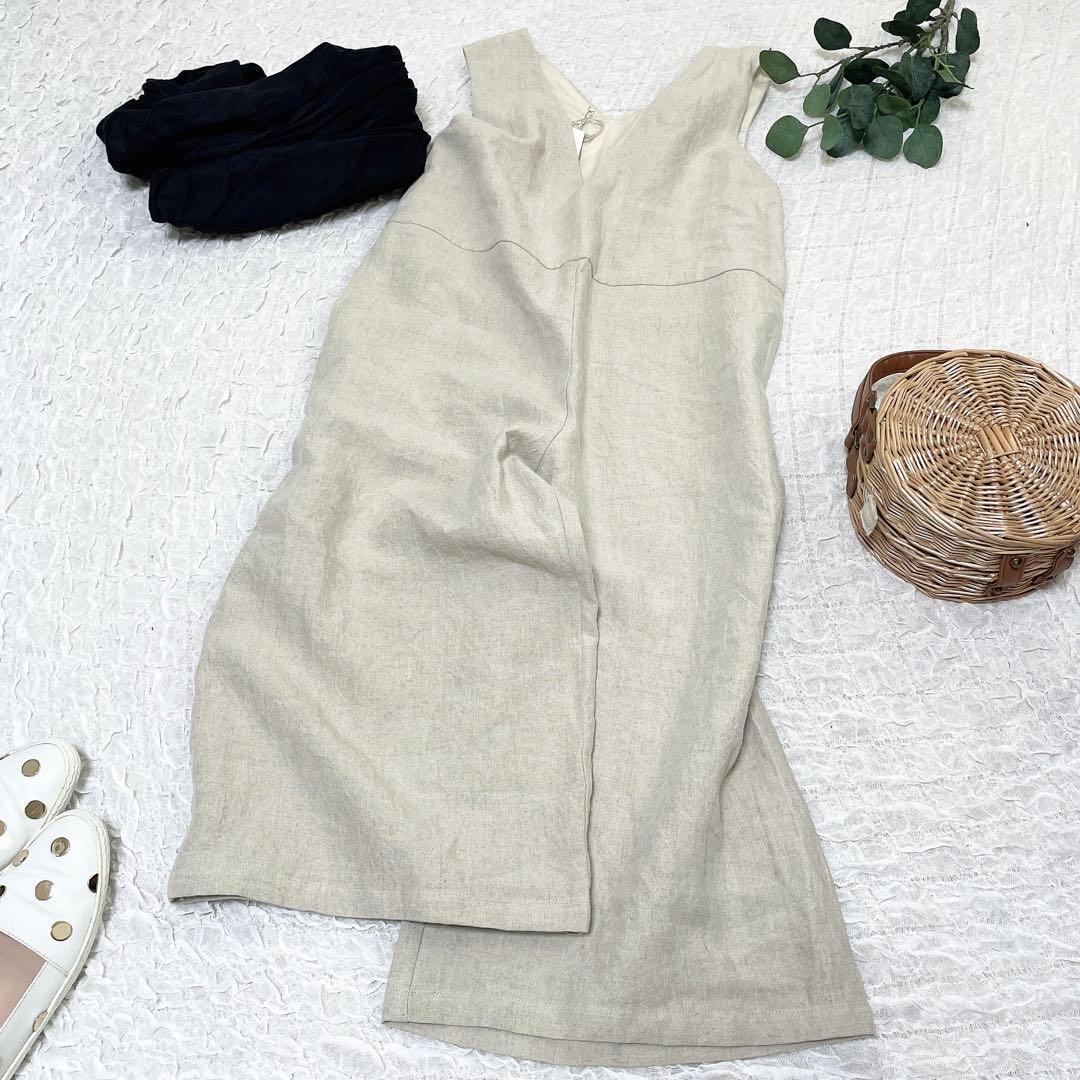 新品タグ付き 中川政七商店 厚手麻のサロペット ベージュ