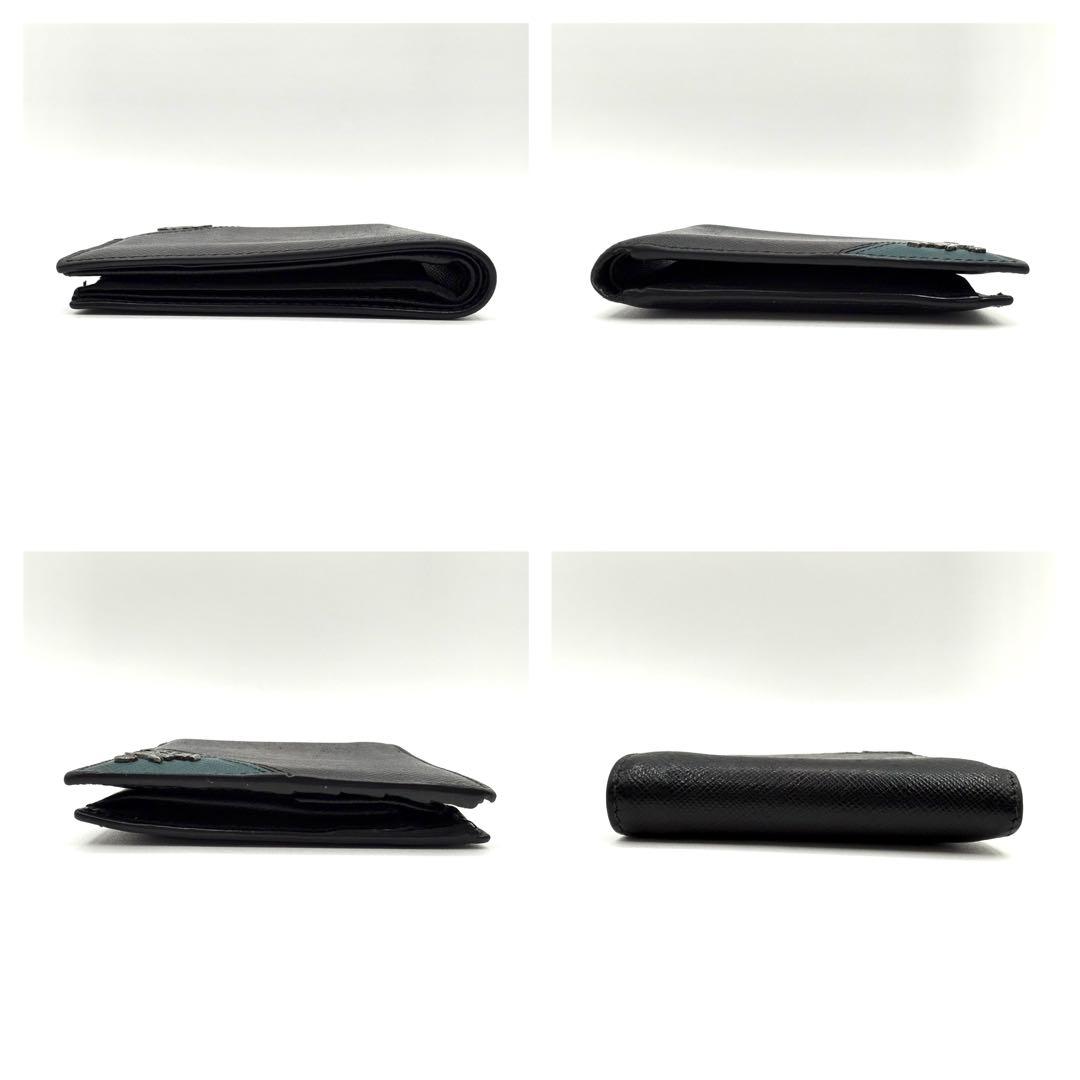 PRADA 二つ折り財布 ブラック　サフィアーノレザー　ロゴ入り　イタリア製