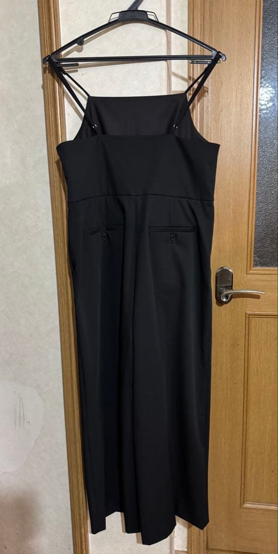 【23区S】洗えるストレッチサロペット ブラック 32