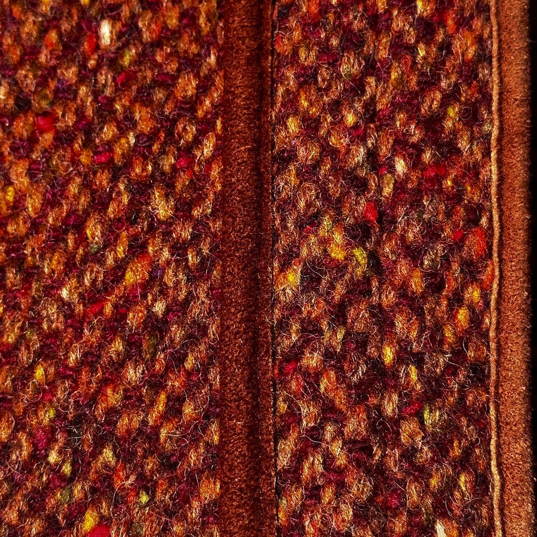 MAX MARAマックスマーラ38ツイードロングコート革パイピングベルト付美品