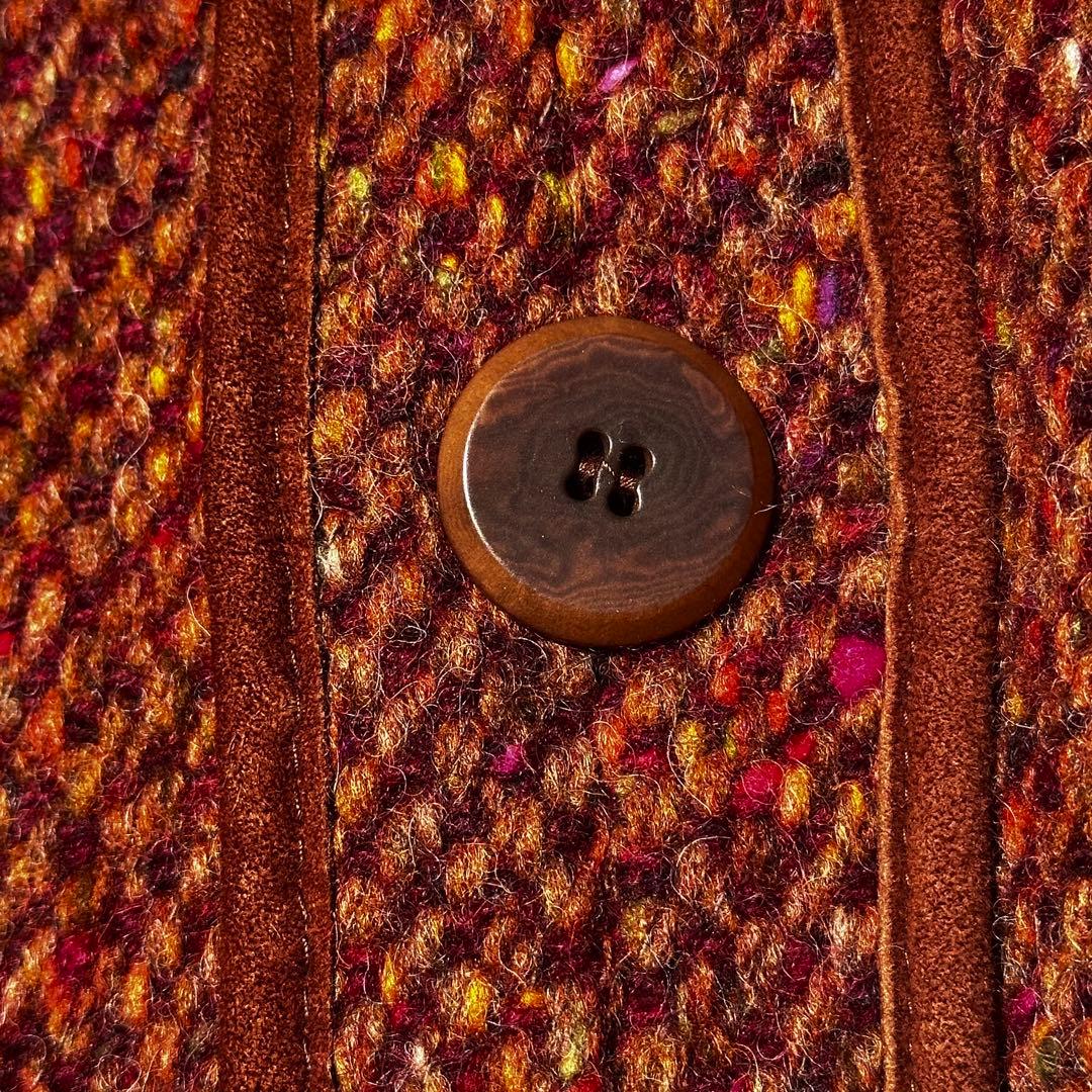 MAX MARAマックスマーラ38ツイードロングコート革パイピングベルト付美品