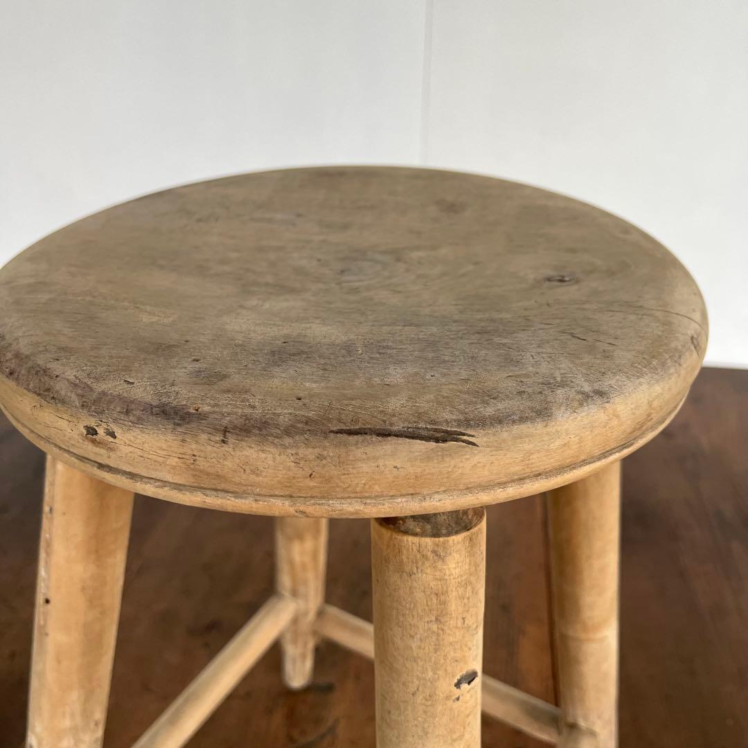 アンティーク スツール 椅子 無垢材 無塗装 シャビー z657