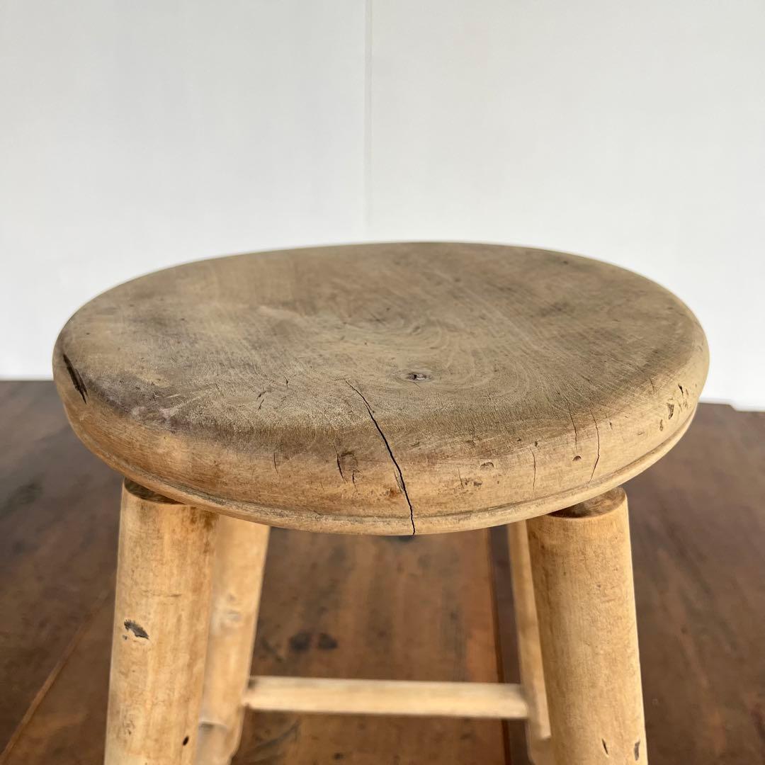 アンティーク スツール 椅子 無垢材 無塗装 シャビー z657