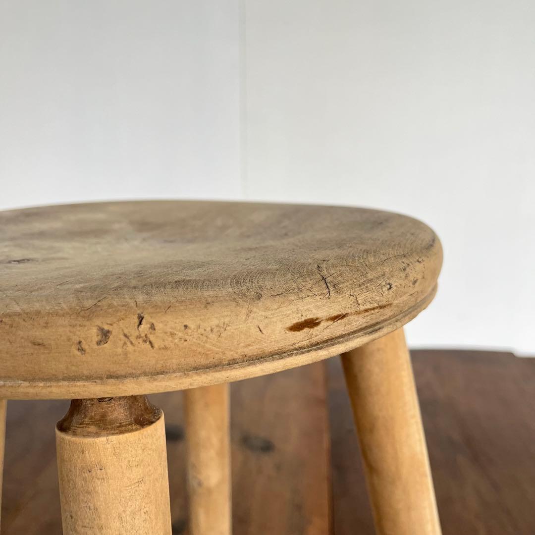 アンティーク スツール 椅子 無垢材 無塗装 シャビー z657