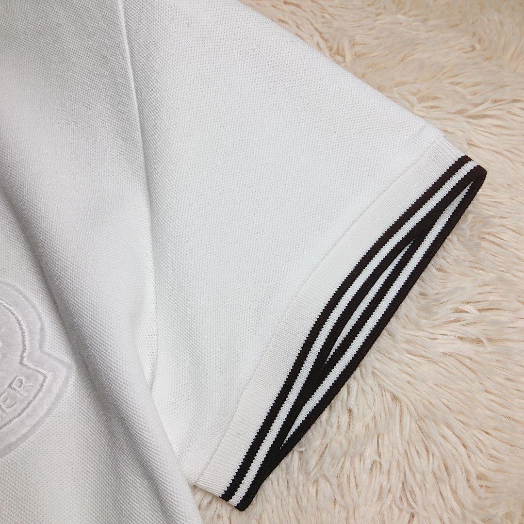 美品✨MONCLER ポロシャツ ホワイト ビッグロゴ ワッペン M