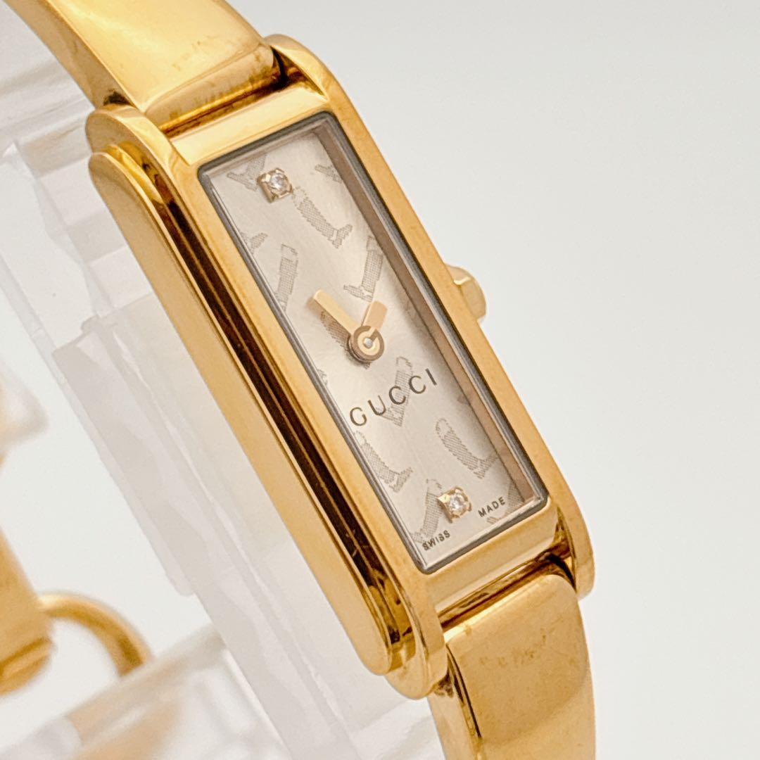 【希少・電池新品】GUCCI 109 ゴールド 2Pダイヤ バングルウォッチ
