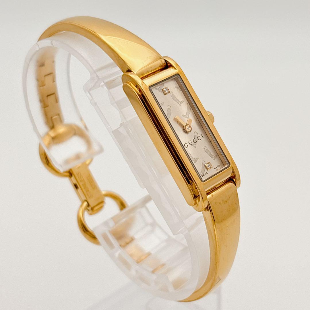 【希少・電池新品】GUCCI 109 ゴールド 2Pダイヤ バングルウォッチ