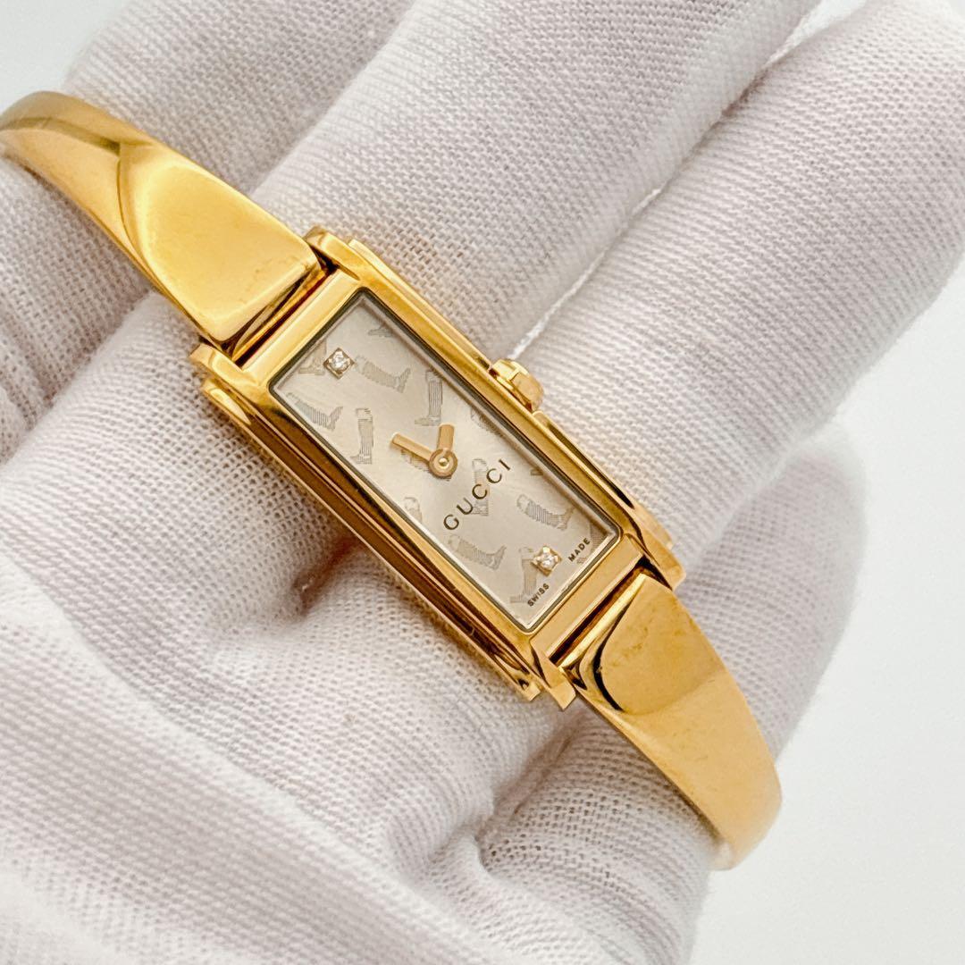 【希少・電池新品】GUCCI 109 ゴールド 2Pダイヤ バングルウォッチ