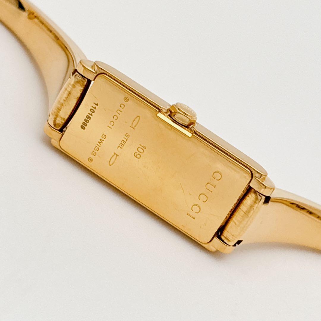 【希少・電池新品】GUCCI 109 ゴールド 2Pダイヤ バングルウォッチ
