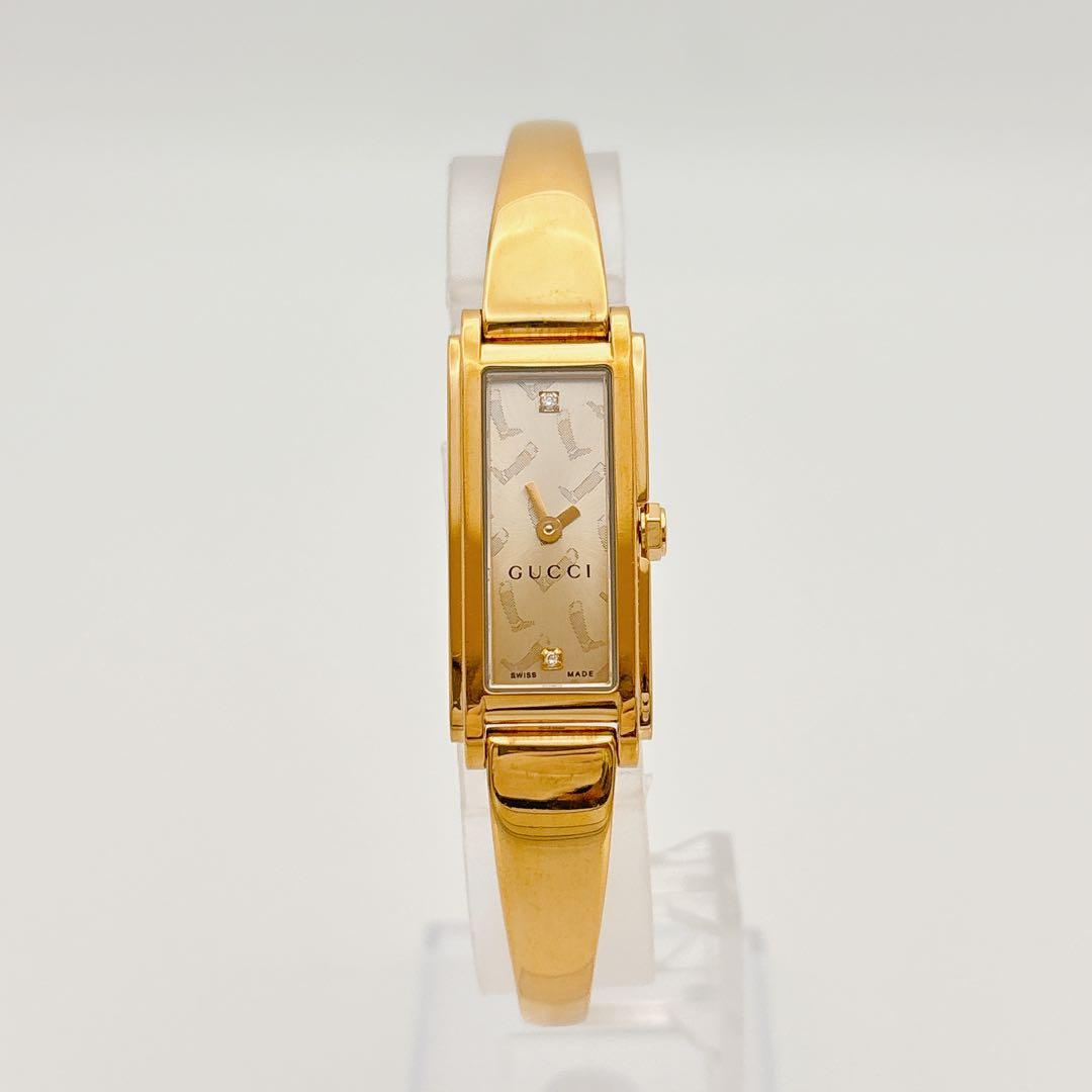 【希少・電池新品】GUCCI 109 ゴールド 2Pダイヤ バングルウォッチ