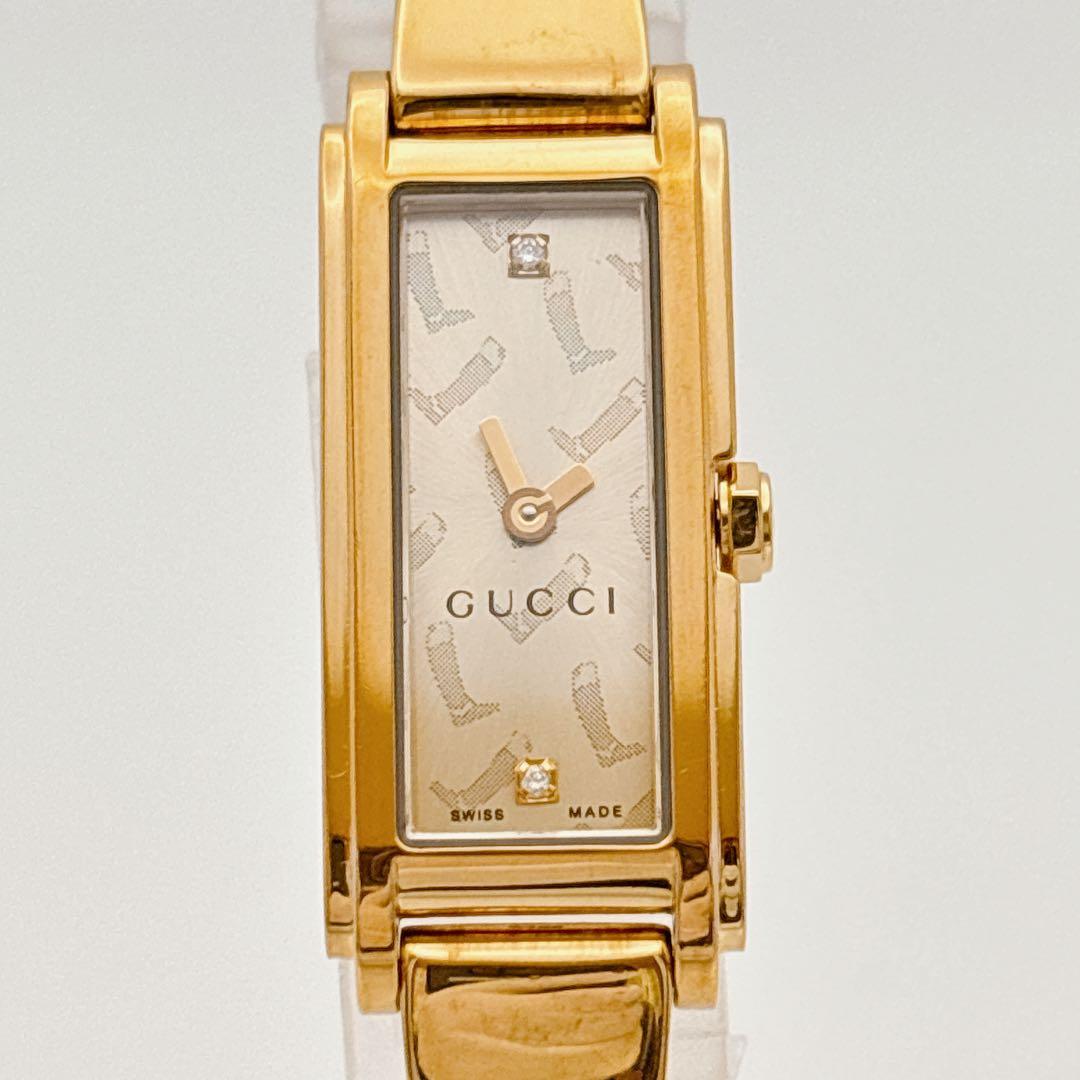 【希少・電池新品】GUCCI 109 ゴールド 2Pダイヤ バングルウォッチ