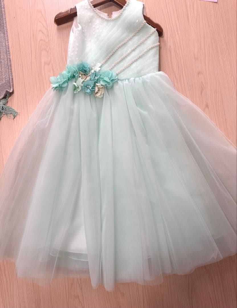 DRESCCO ミント ロング　ドレス パール　フラワー　ドレスコ