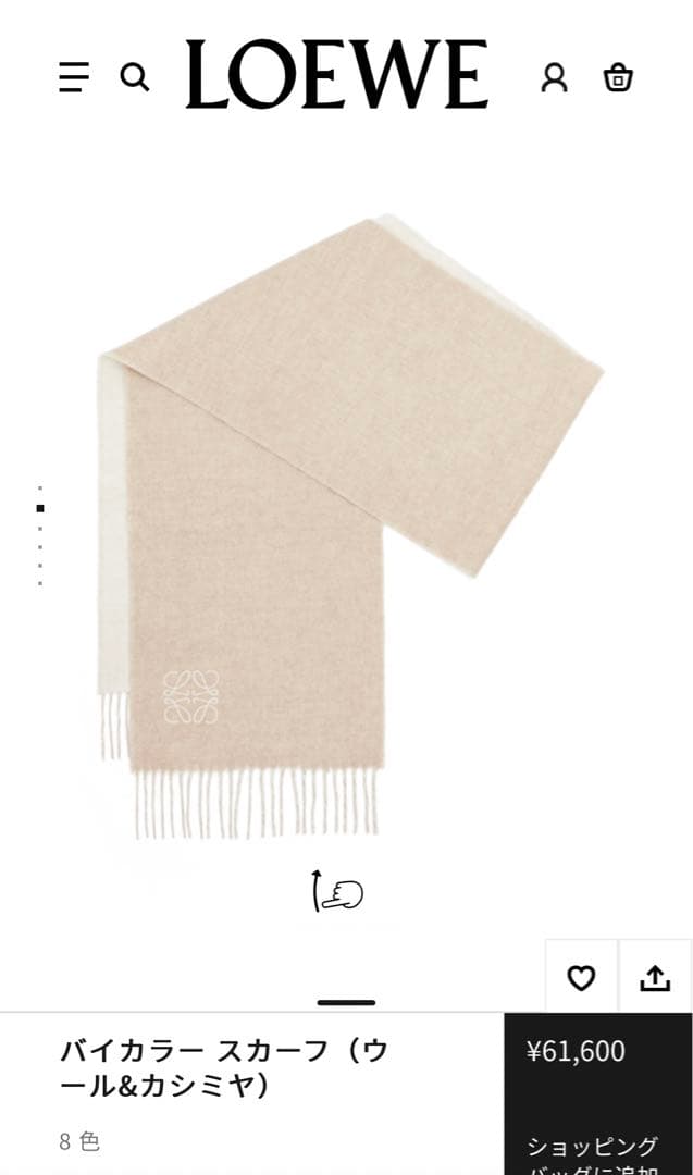 LOEWE バイカラー スカーフ（ウール&カシミヤ）