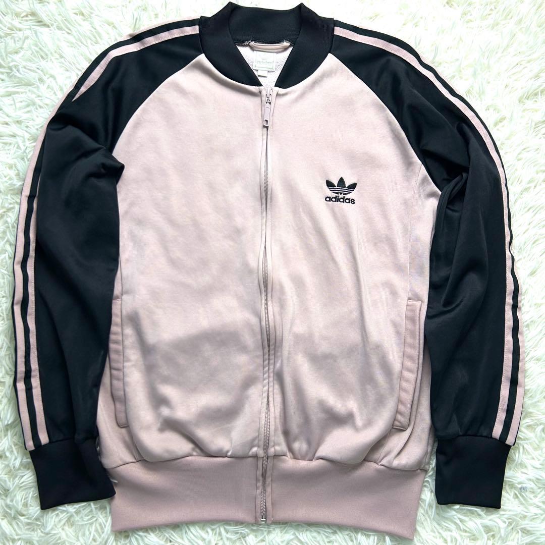 希少Lピンク黒 ビームス別注adidas トラックジャケット 刺繍ビンテージ