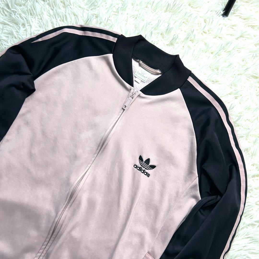 希少Lピンク黒 ビームス別注adidas トラックジャケット 刺繍ビンテージ