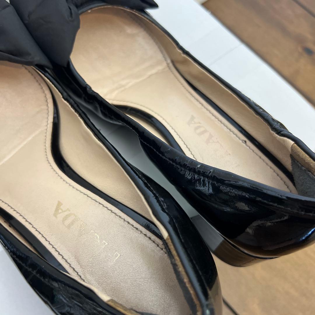 プラダ リボン バレエシューズ ロゴ フラットシューズ 36 ブラック