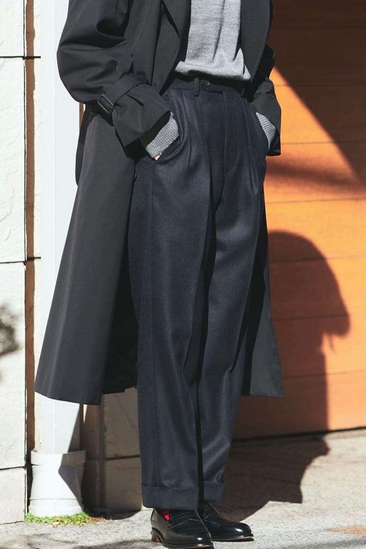 BRITISH MADE ポーツマス　フラノ　ネイビー　L