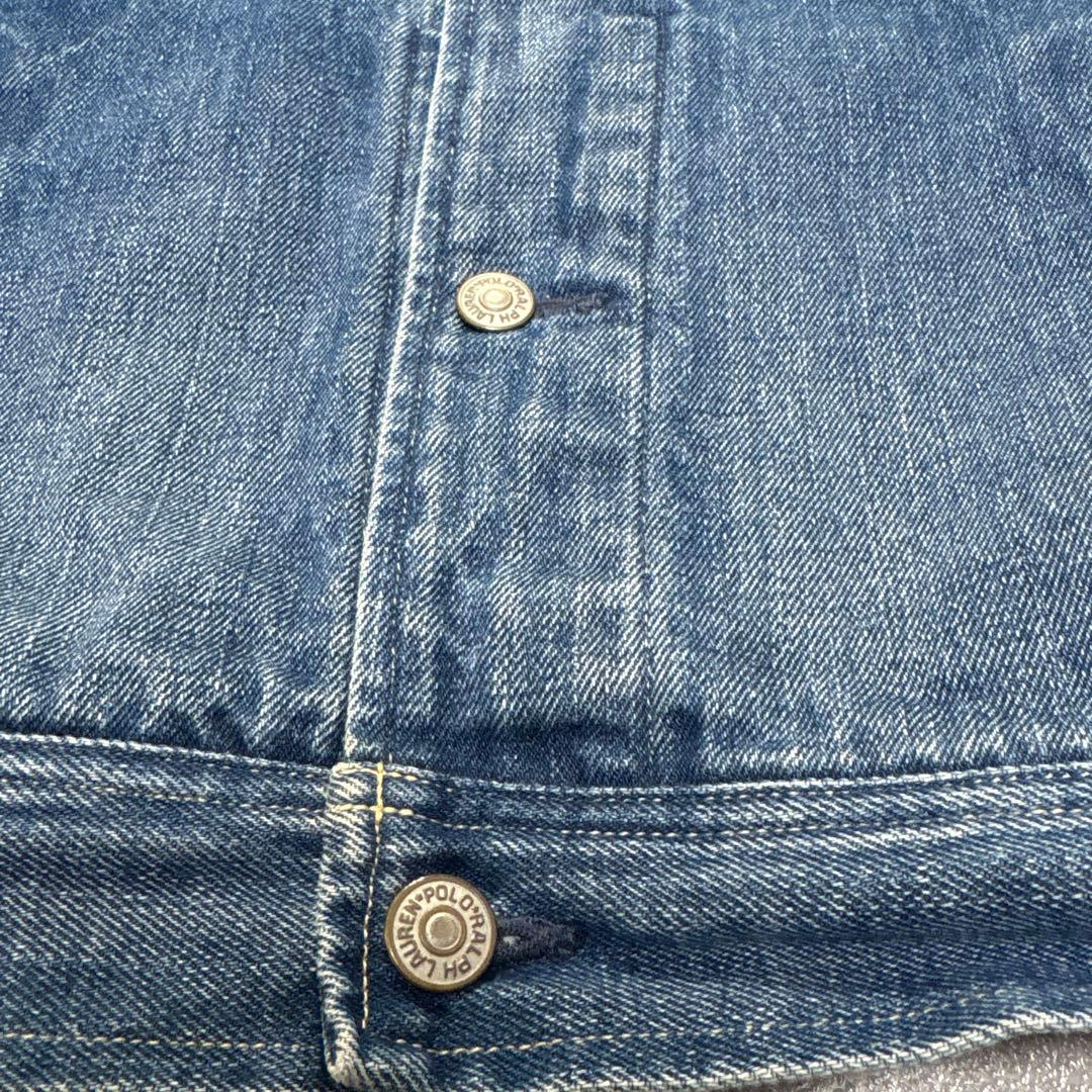 90s ラルフ　裏地赤ネル　XL 短丈ボックス　極上の色落ち　アタリ　襟コーズ