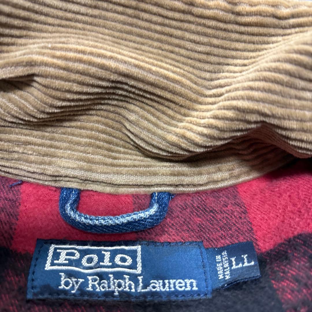 90s ラルフ　裏地赤ネル　XL 短丈ボックス　極上の色落ち　アタリ　襟コーズ