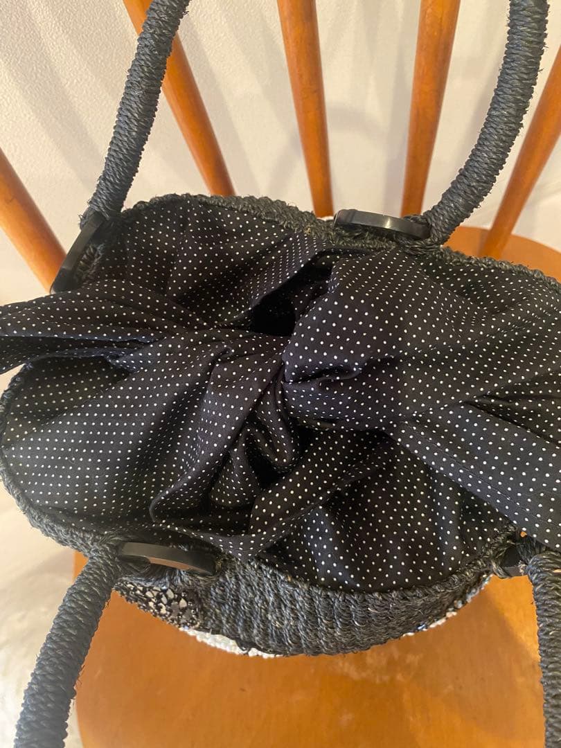 【未使用品】BEAMS BOY ディズニー　ビーズ刺繍 かごバッグ 黒