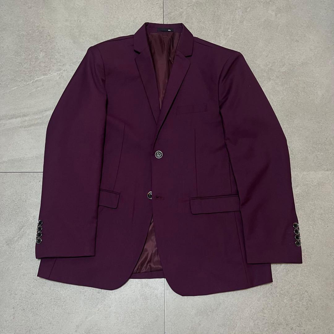 スリーピース　セットアップスーツ　パープル　高級感　成人式　二次会　レトロ　美品