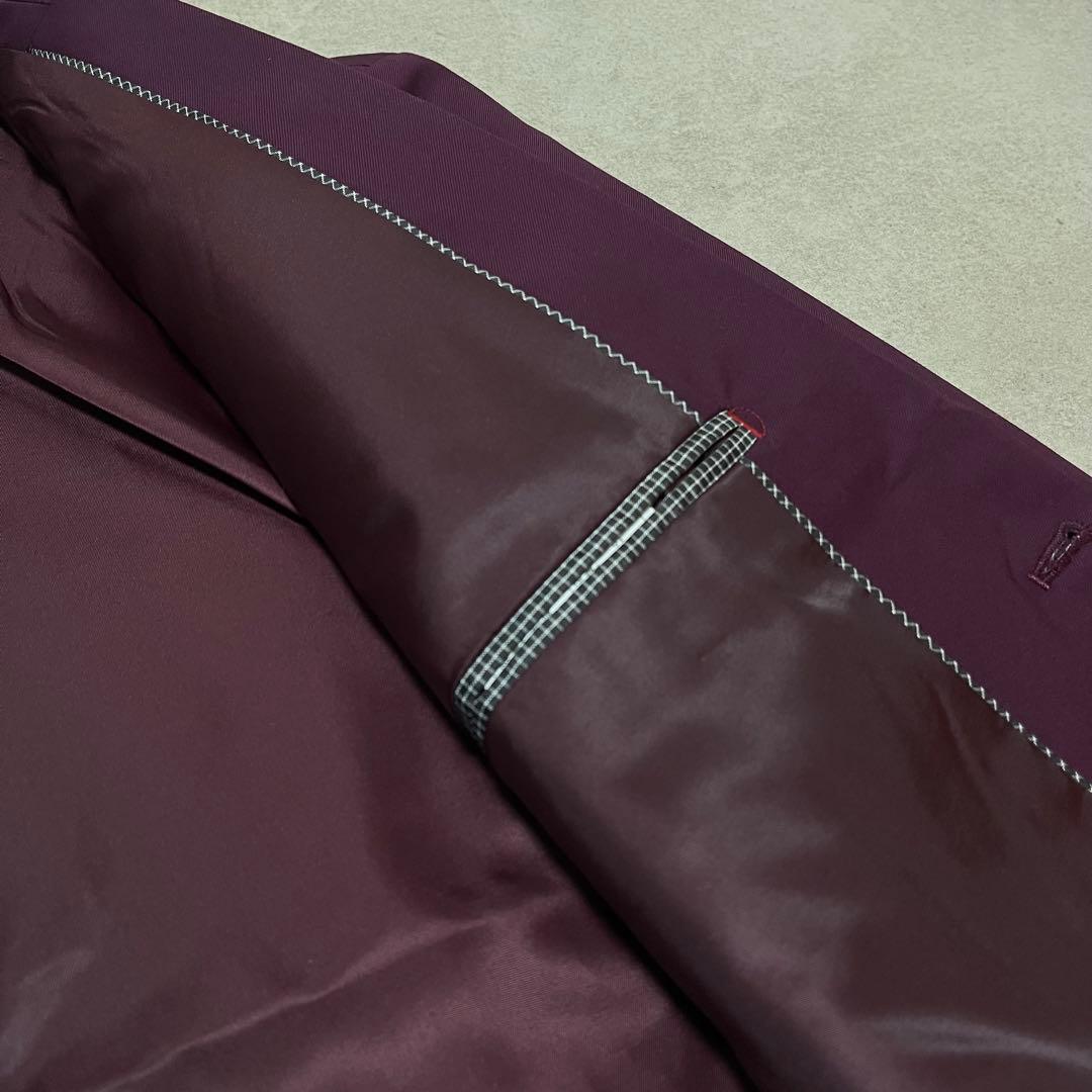 スリーピース　セットアップスーツ　パープル　高級感　成人式　二次会　レトロ　美品