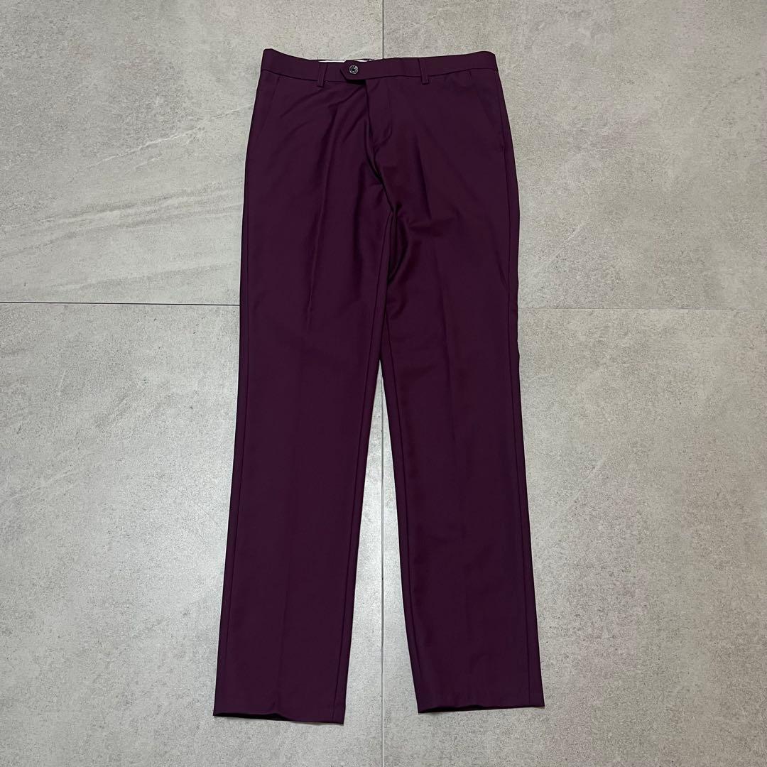 スリーピース　セットアップスーツ　パープル　高級感　成人式　二次会　レトロ　美品