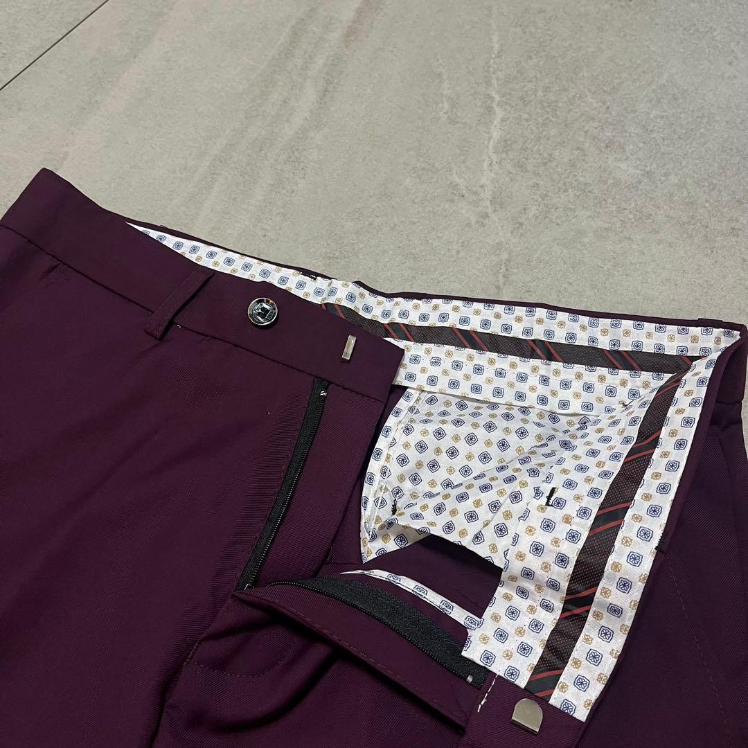 スリーピース　セットアップスーツ　パープル　高級感　成人式　二次会　レトロ　美品