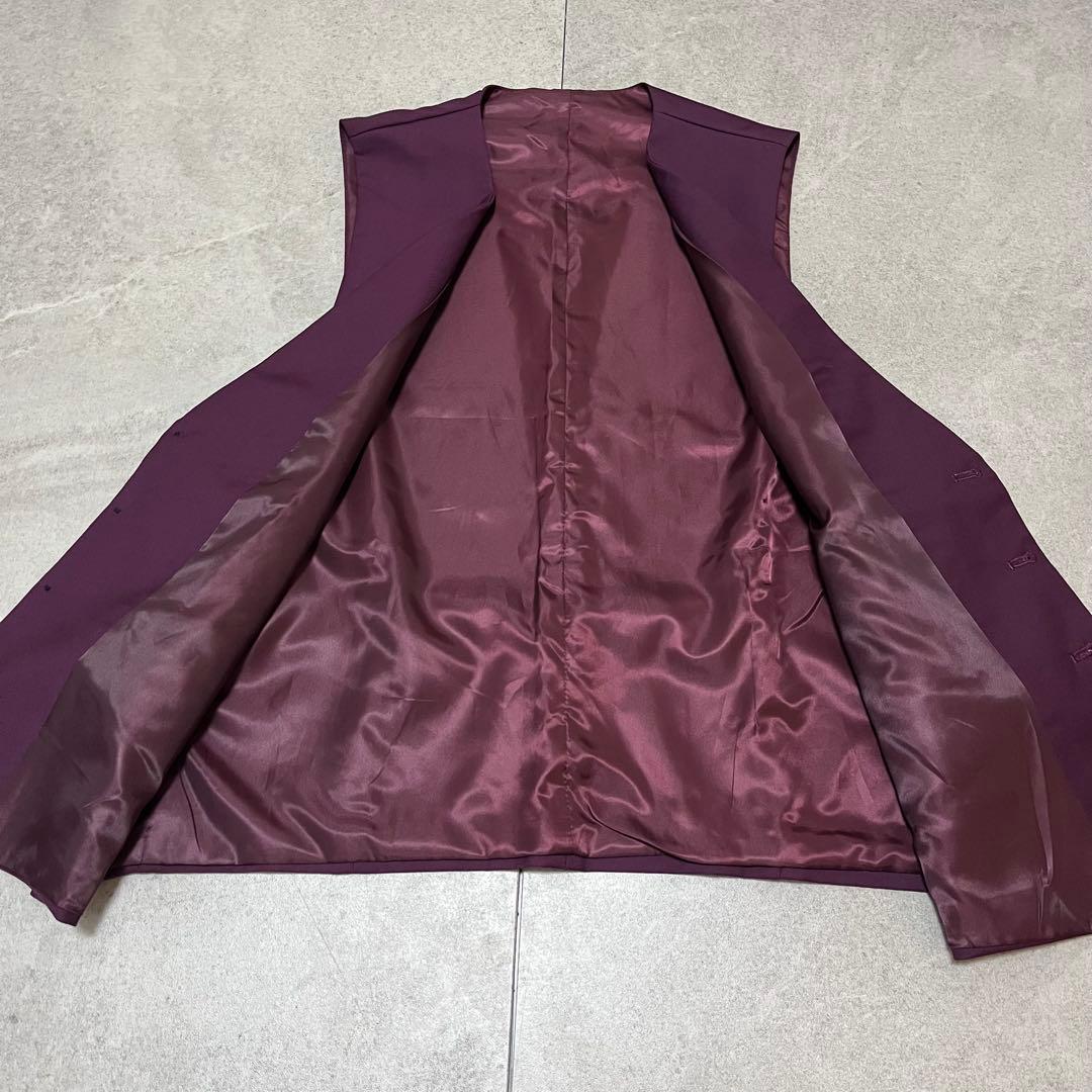 スリーピース　セットアップスーツ　パープル　高級感　成人式　二次会　レトロ　美品