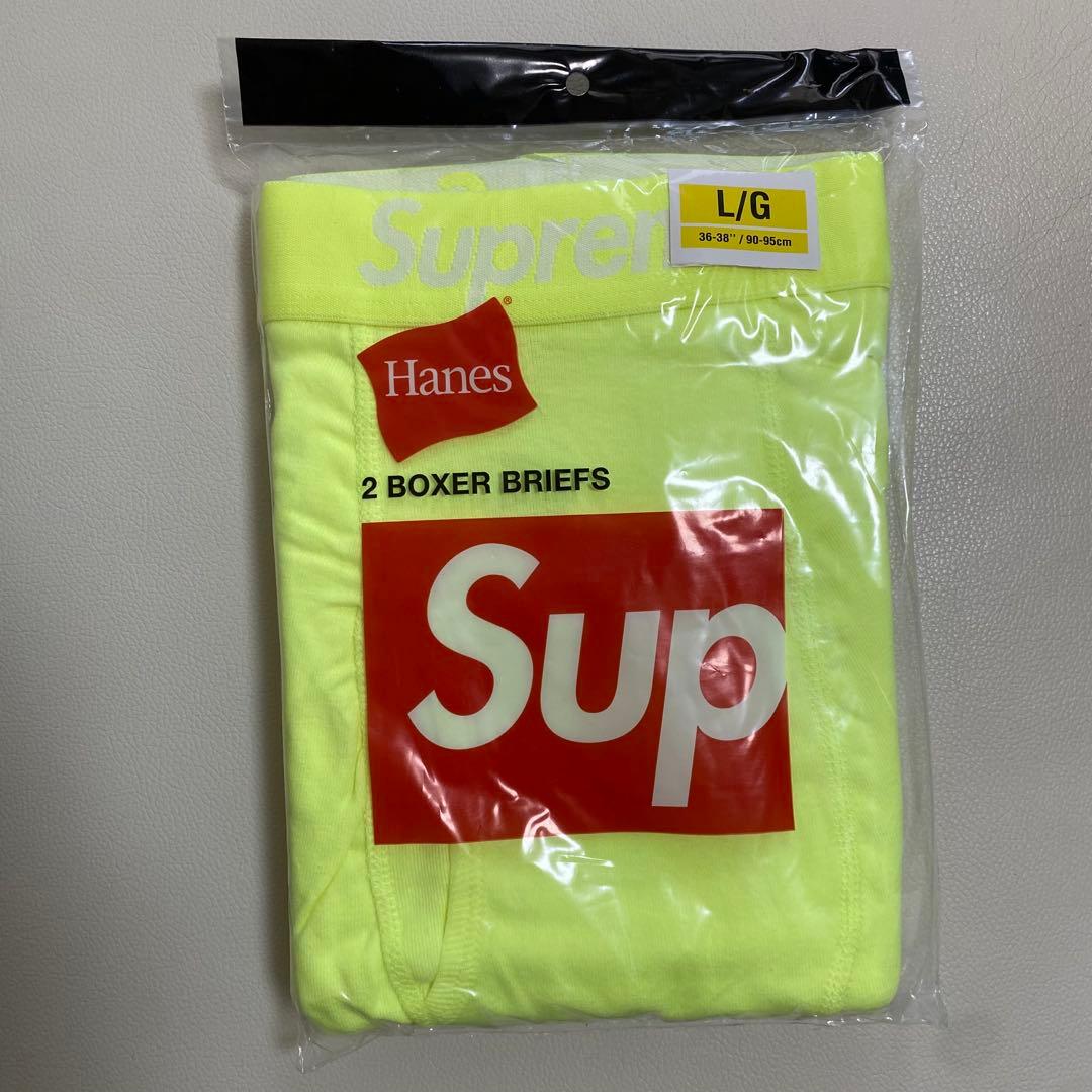 Supreme ヘインズ　ボクサーパンツ 2枚組 ネオンイエロー　L