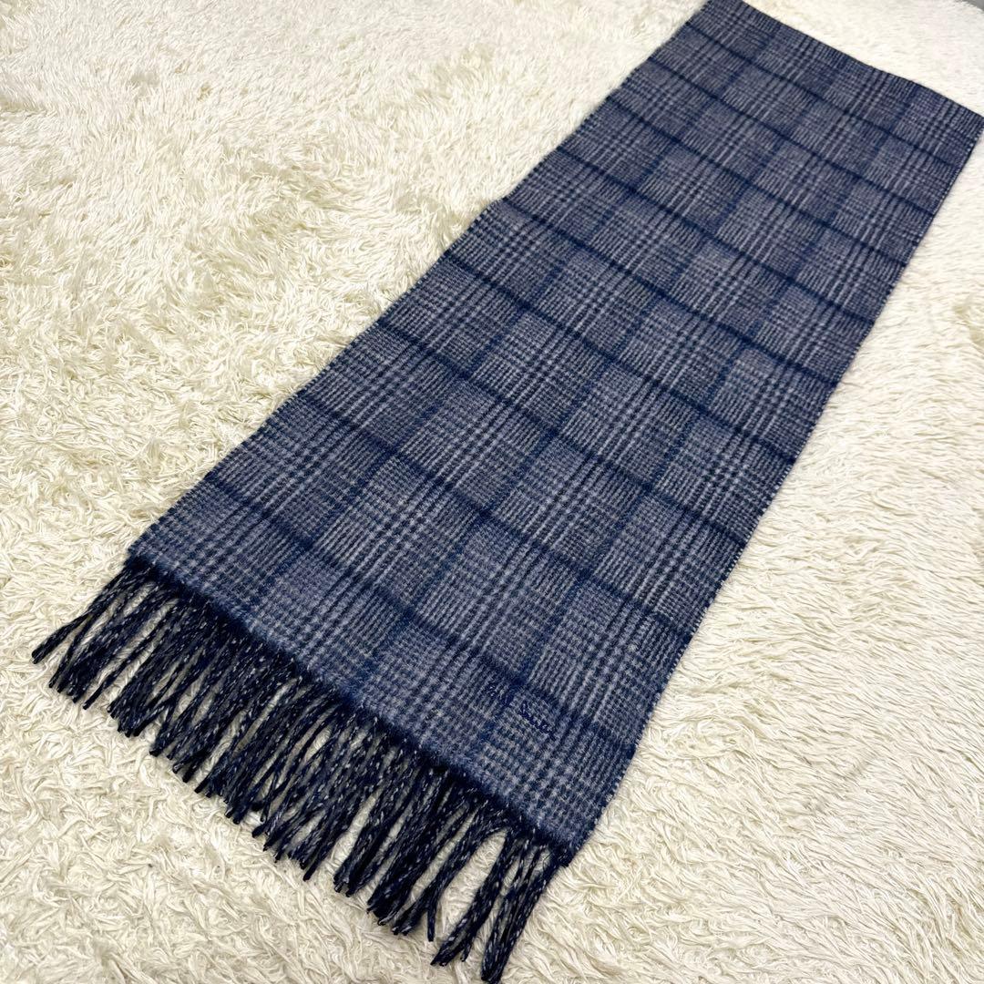 圭様✨袋付き新品同様✨ポールスミス　英国製　カシミヤ　リバーシブル　チェック灰紺