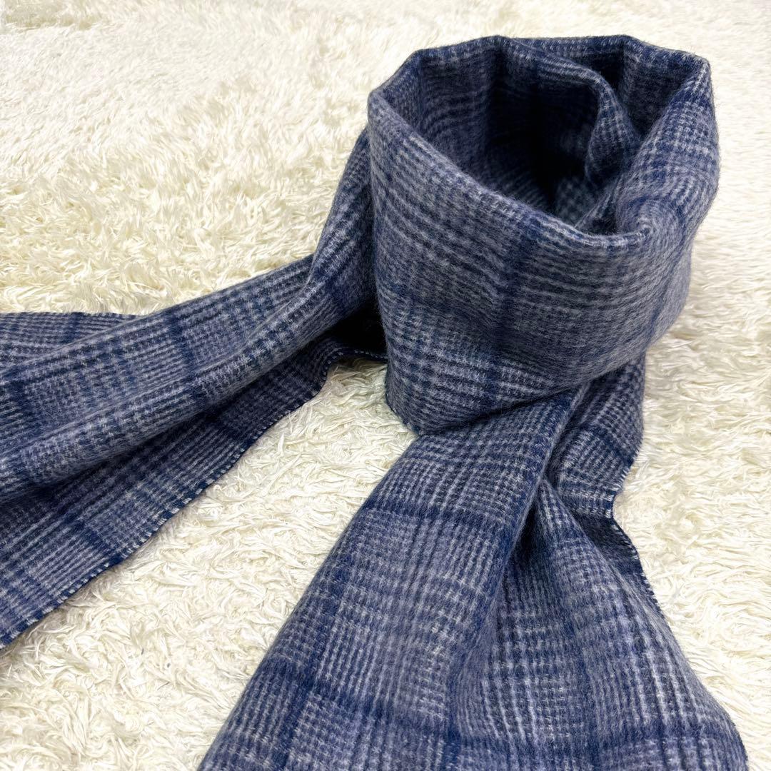 圭様✨袋付き新品同様✨ポールスミス　英国製　カシミヤ　リバーシブル　チェック灰紺