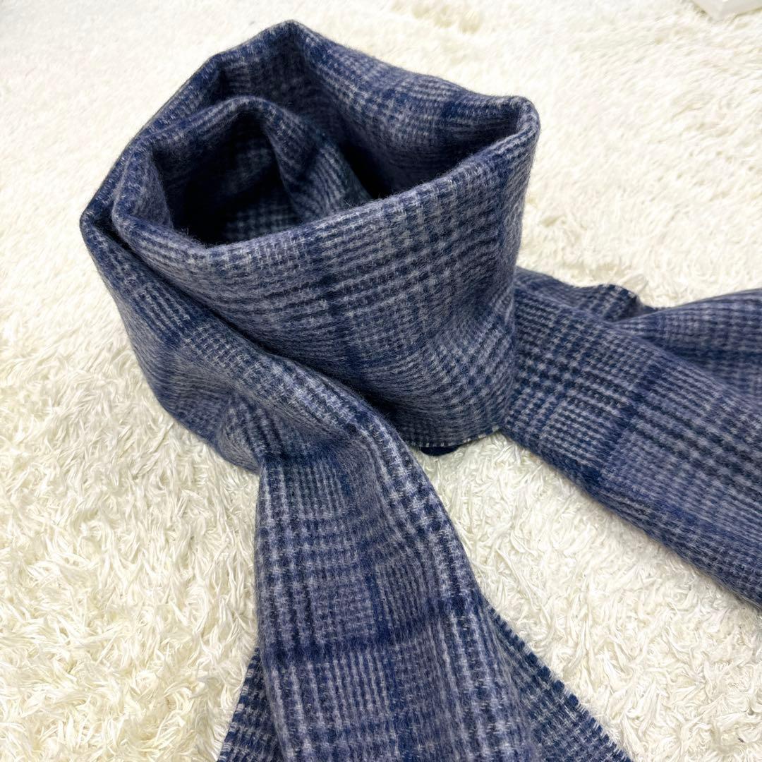 圭様✨袋付き新品同様✨ポールスミス　英国製　カシミヤ　リバーシブル　チェック灰紺