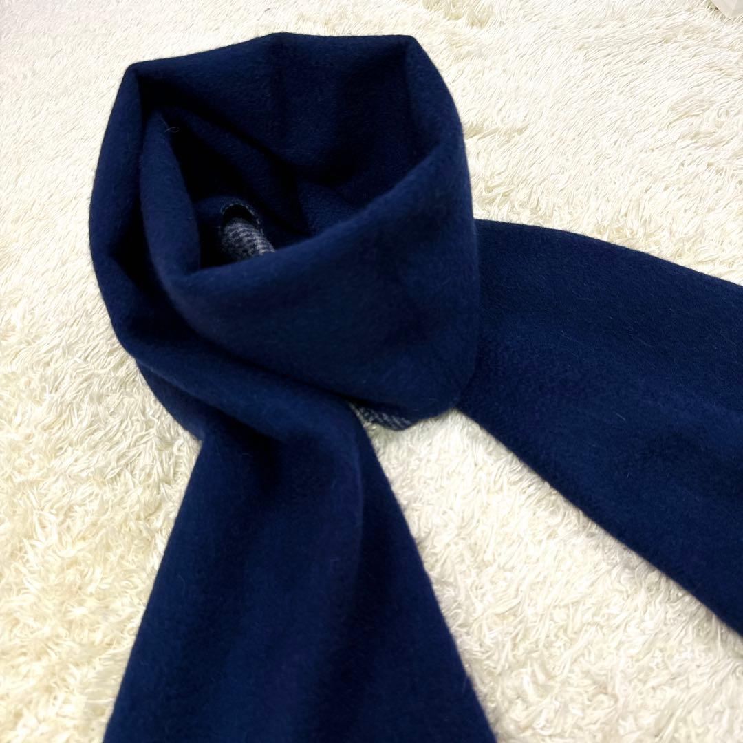 圭様✨袋付き新品同様✨ポールスミス　英国製　カシミヤ　リバーシブル　チェック灰紺