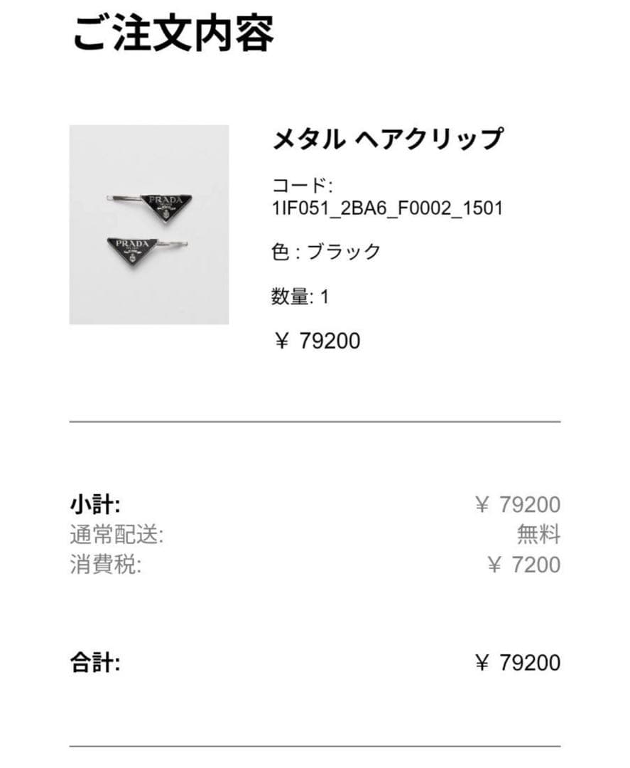 PRADA ヘアピン ブラック ケース付き