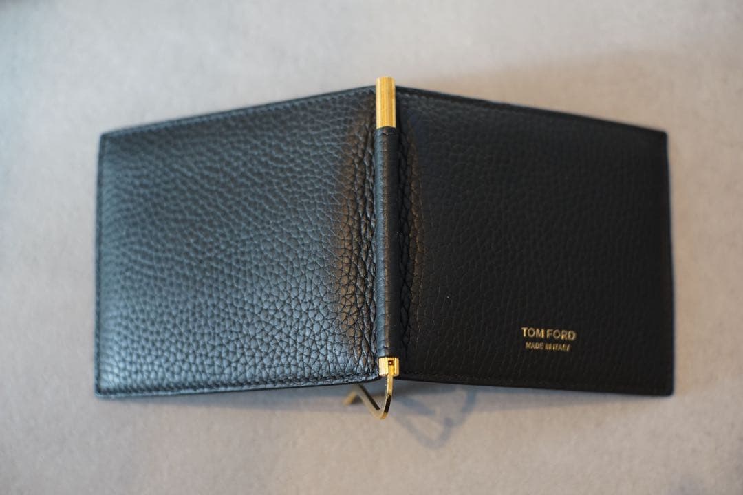 TOM FORD マネークリップ付き二つ折り財布 ブラック