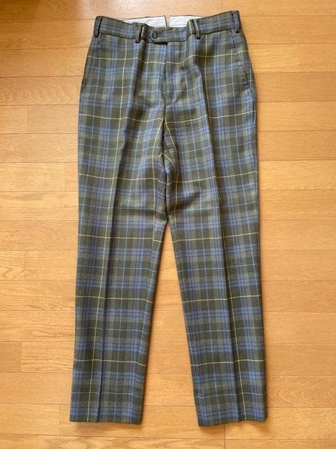 【イタリア製タータンチェックパンツ】Scotland Noble生地グリーン46